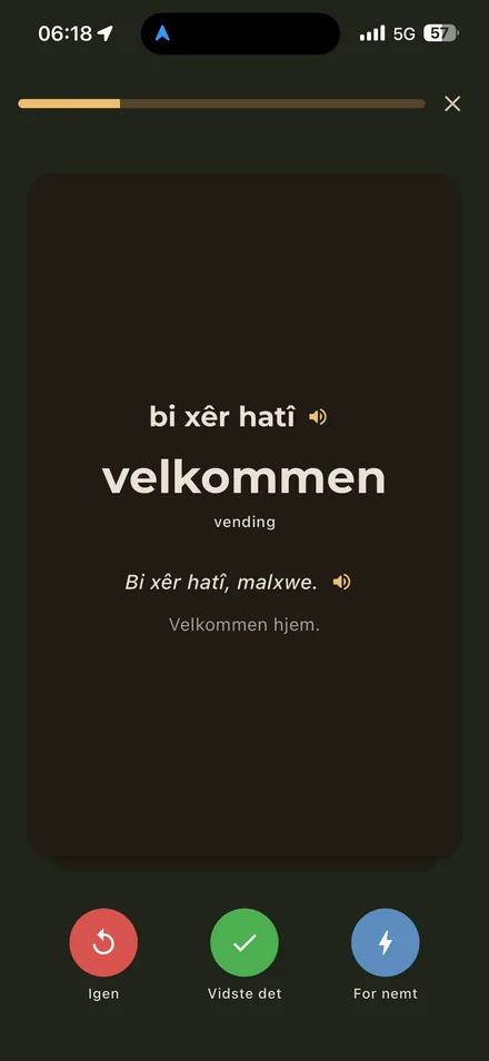 Bagsiden af et kort med oversættelsen