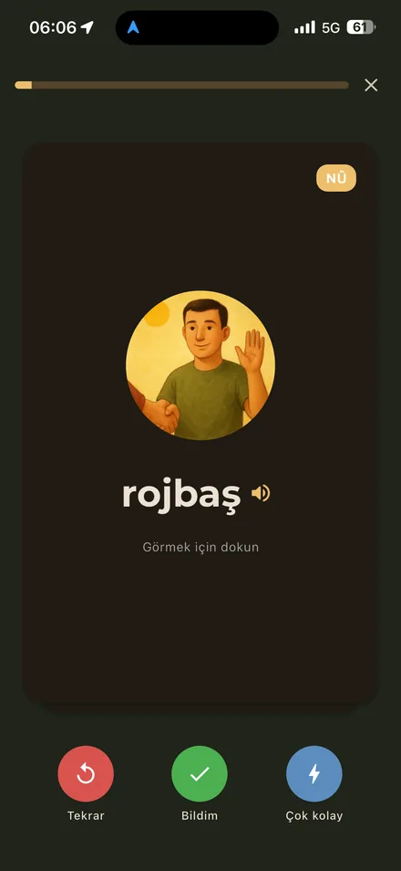 Zimano'da resimli bir Kürtçe kelime kartı